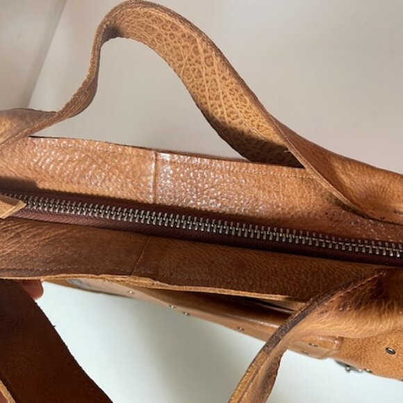 NEW Latico Leather Cognac Jagger Studded Crossbody Tote - Picture 8 of 10